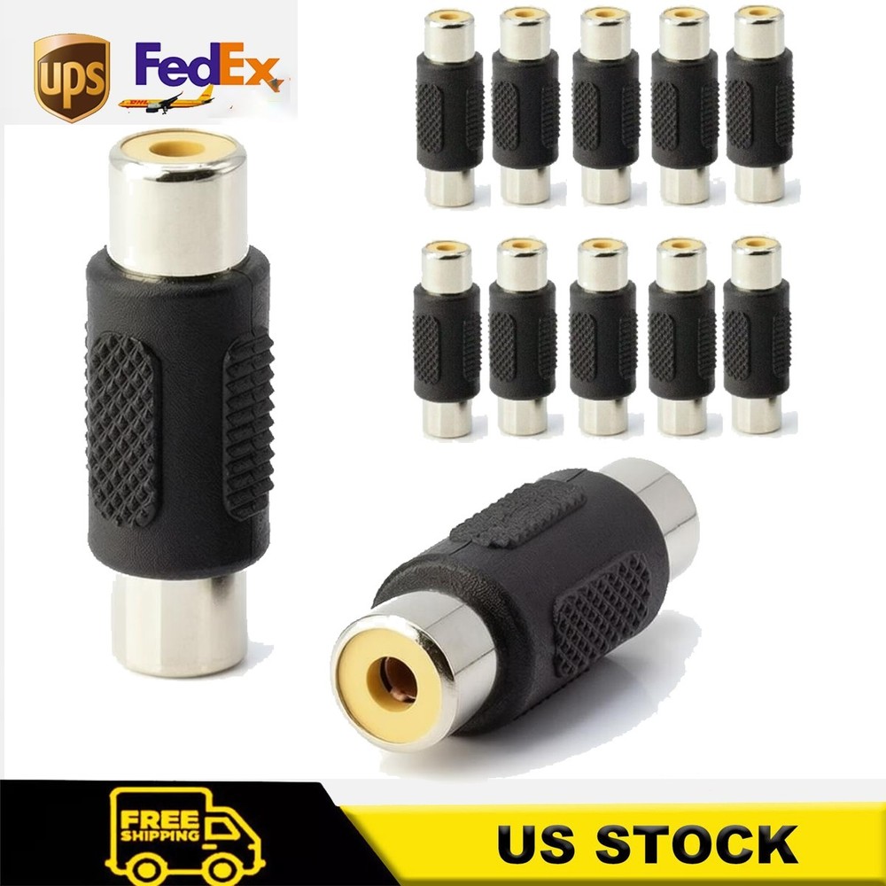 10-Pack Video Female to Female Jack Coupler Adapter Connector AV RCA Audio