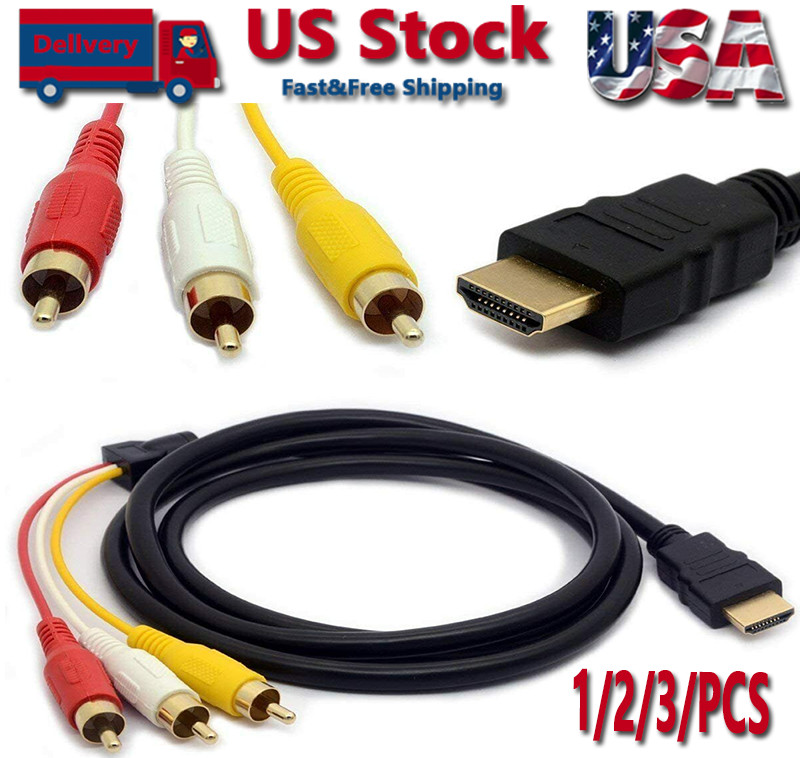 1080P HDMI Male To 3 RCA Video Audio AV Component Converter Adapter Cable HDTV