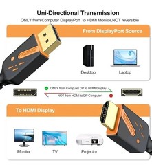 4K DisplayPort DP to HDMI Cable 60Hz 2160P 25.92Gbps HDR Audio Video Adapter PC
