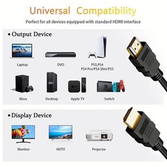 HDMI CABLE CERTIFIED ULTRA HIGH SPEED 2.0 4K 1080P for HDTV PC LAPTOP GAMING