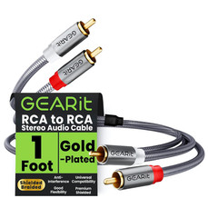 GEARit RCA Cable (1FT) 2RCA Male to 2RCA Male Stereo Audio Cables Shielded Braid