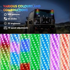 1FT/2FT Spiral LED Fat Whip Light Antenna RGB Chasing For Can-am X3 RZR UTV ATV