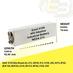 Exell 415A Alkaline 45V Battery NEDA 213, Compatible With 30F20, BLR102, A415