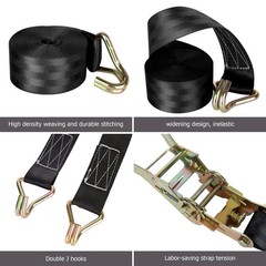 2 Pack 2 Inch Ratchet Straps Heavy Duty 2 inches wide, 20 feet long, Black