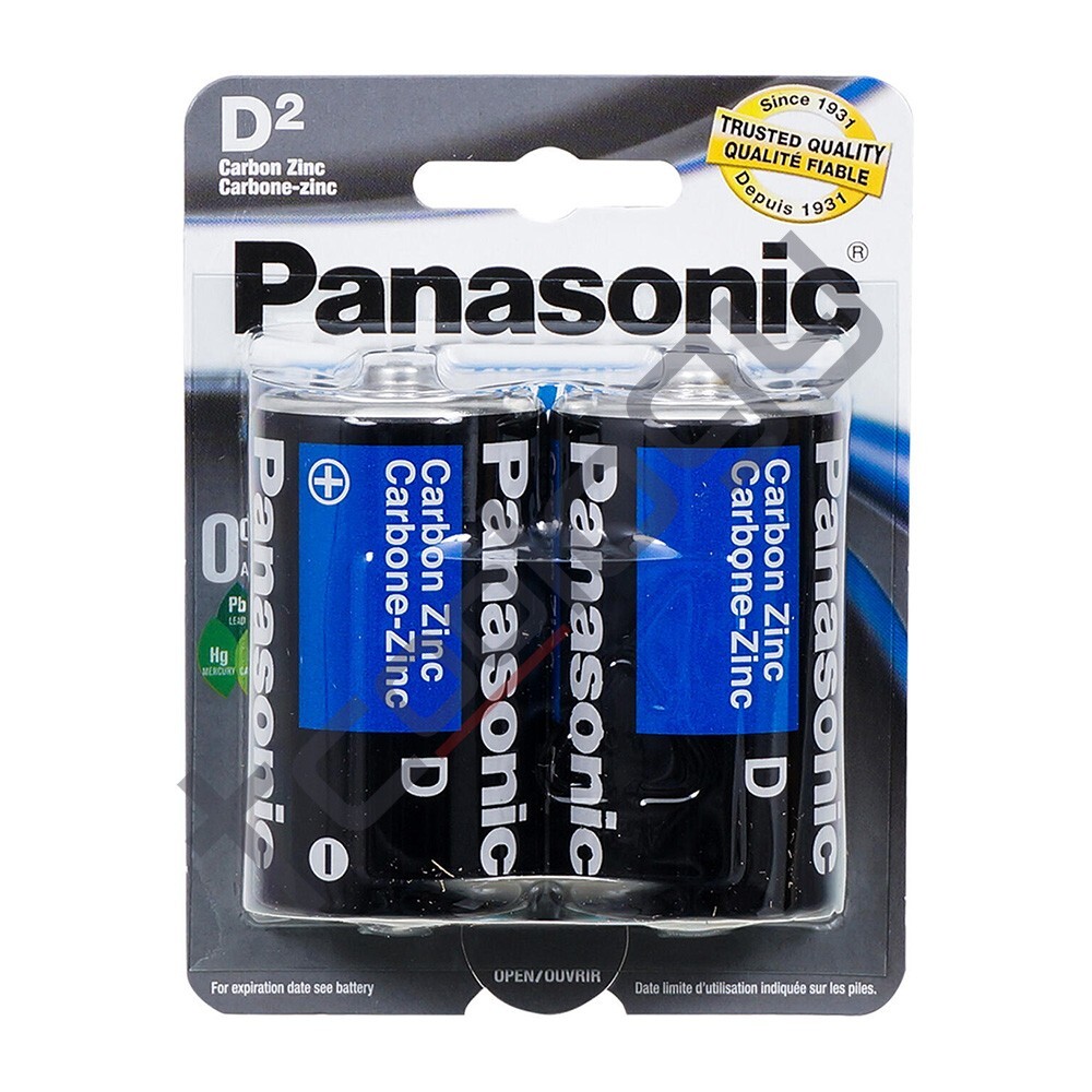 2x Panasonic D Batteries Super Heavy Duty Power Carbon Zinc Battery Exp 05/2027