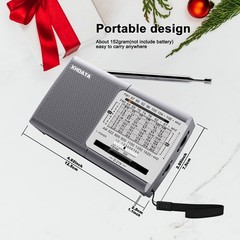 XHDATA D219 Radio Portable AM FM Small Battery Operated Radio w/ Great Reception