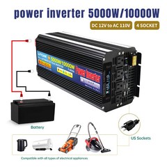 5000W 10000W Power Inverter DC 12V to AC 110V Converter W/ 4 Sockets USB Remote