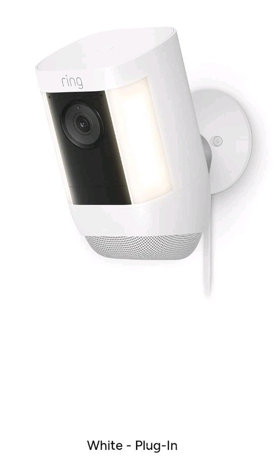 Ring Spotlight Cam Pro Wi-Fi Wired Plug-In Outdoor Security Video Camera – White