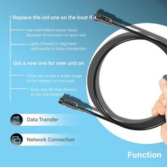 NMEA 2000 15-Foot Backbone Cable for Lowrance Simrad B&G Navico Garmin Networks