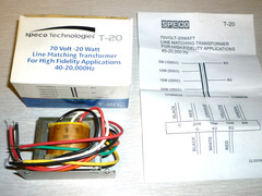 SPECO T20 – 8Ohm to 70V / 20 WATT (20W 15W 10W 5W) – LINE MATCHING TRANSFORER