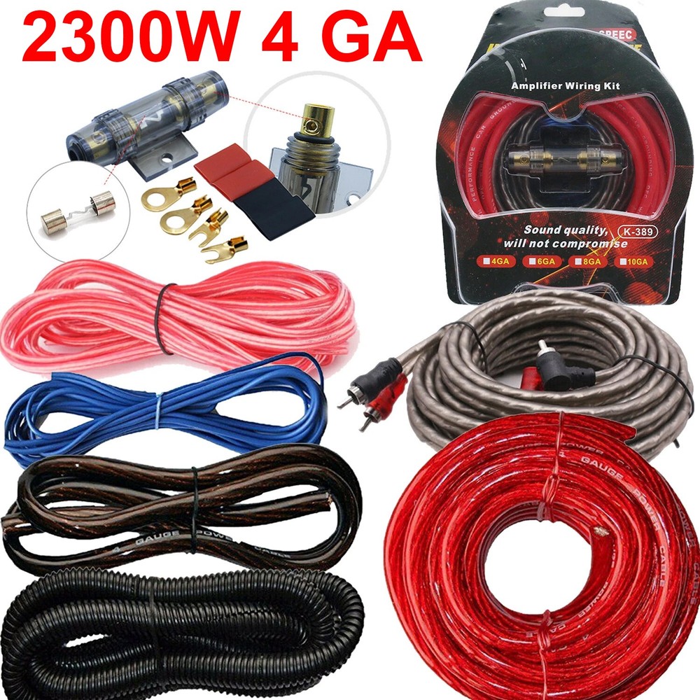 4 Gauge 2300W Car Audio Cable Kit Amplifier Install Amp RCA Subwoofer Sub Wiring