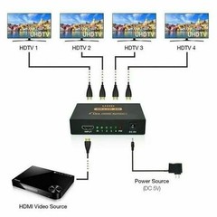 1 in 4 Out HDMI Distribution Amplifier Amp Splitter Multiplier 3D 1080p 4K@60Hz