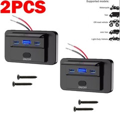 2X 12V Dual USB QC3.0&PD Port Car Fast Charger Socket Power Outlet On-Off Switch