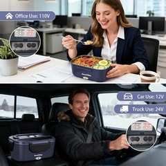 Dosevita 100W Electric Heated Lunch Box, 1.5L, Royal Blue+Black-1.5L