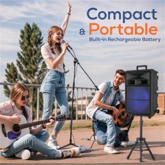15″ Portable Party Wireless Speaker 10000W Super Bass / Lights USB TF AUX FM TWS
