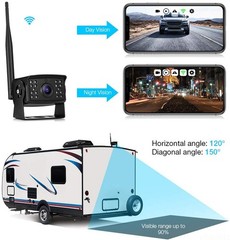WiFi Wireless Car Truck RV Trailer Rear View Backup Camera 720P For iOS Android