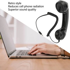 Retro Phone Handset Radiation-Proof Receiver For Mobile/PC (Black)