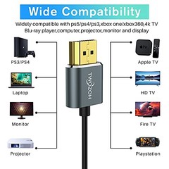 Ultra-Thin HDMI to HDMI Cable 1FT, Hyper Slim HDMI 2.0 1Ft THIN HDMI 1-Pack