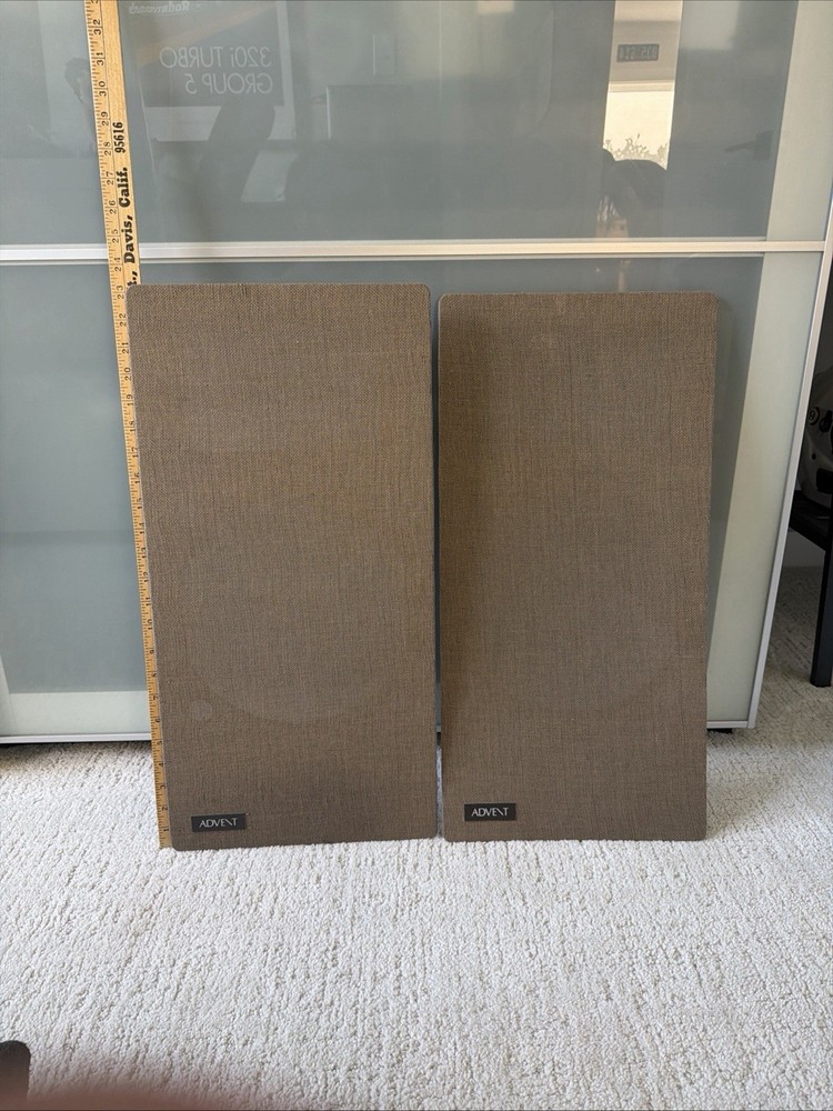 Vintage Large Advent Bullnose Speaker Grills w/ Badge