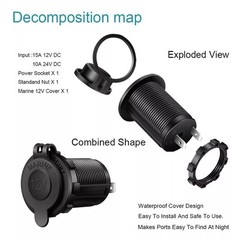 12V Cigarette Lighter Socket Power Outlet Receptacle Plug or Car Marine ATV 2PCS