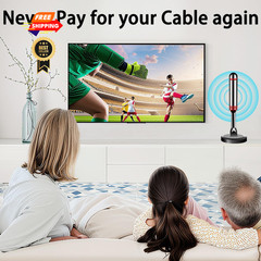 2024 Digital TV Antenna with Strong Magnetic Base, 360&Long 5.5 IN, black