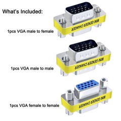3 Pack VGA Connector Female To Female Gender Changer Adapter Coupler