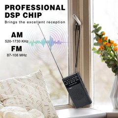 Small Radios Portable AM FM Transistor radios 2AA Battery Operated with Black