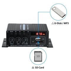 12V/AC 220V Digital Amplifier Bluetooth HIFI Mini Stereo Audio USB FM Home Car
