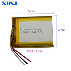 3.7V 2500mAh 9.25Wh NTC Thermistor 3-wires Li Battery 104050 Lipo JST 3Pin Plug