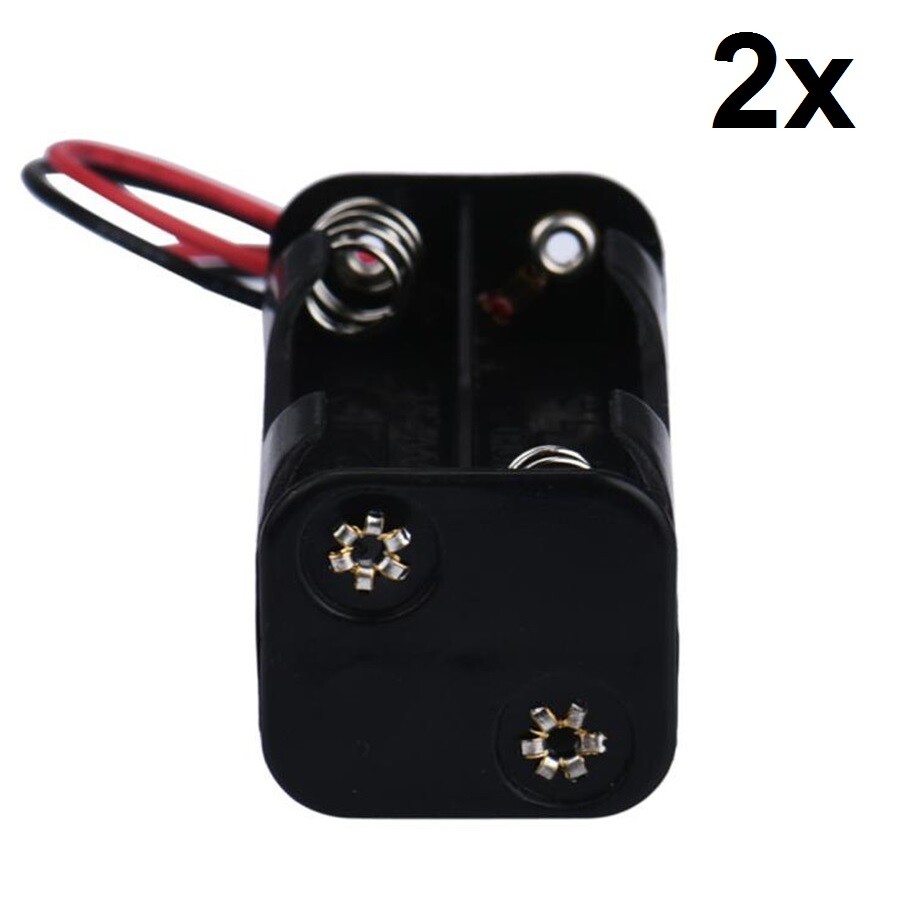 2x 4-AAA Battery Spring Clip Holder Case Plastic Box Tow Layers Stacked 6V DC