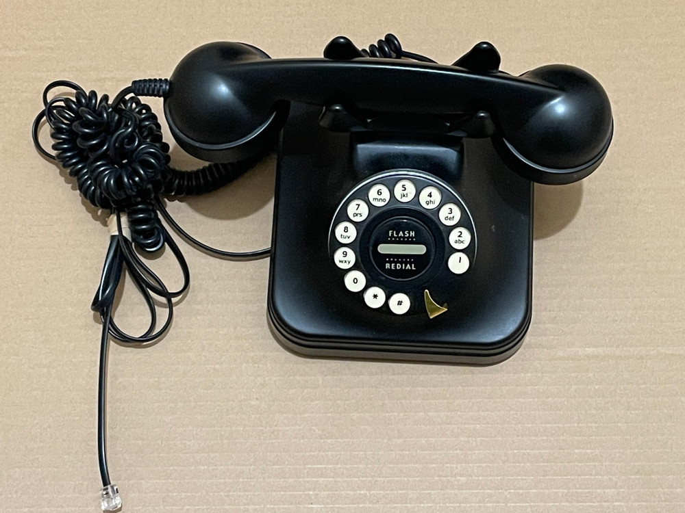 Grand Phone Black Retro Style Landline Push Button With Cords Tested and Works