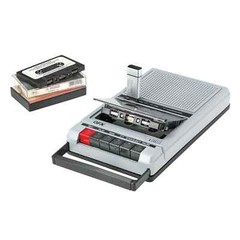 QFX Retro-40 Shoebox Cassette Tape Recorder Bluetooth AUX/USB Built Mic-silver
