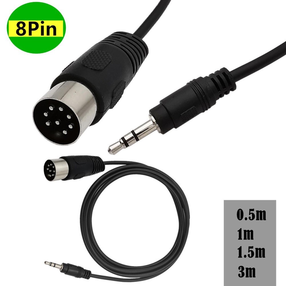 Din 8 Pin Din MIDI Male Plug To 3.5mm Mini Male Stereo Jack Audio Adapter Cable