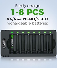 ✅ NEW! BEVIGOR Rechargeable AA & AAA Batteries with 8 Bay Smart Battery Charger
