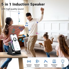 Induction Speaker with Phone Stand 5 in 1 Wireless Induction Bluetooth Audio NEW