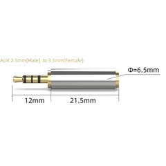 2.5mm Male to 3.5mm Female Stereo Mic Audio Headphone Jack Adapter Converter