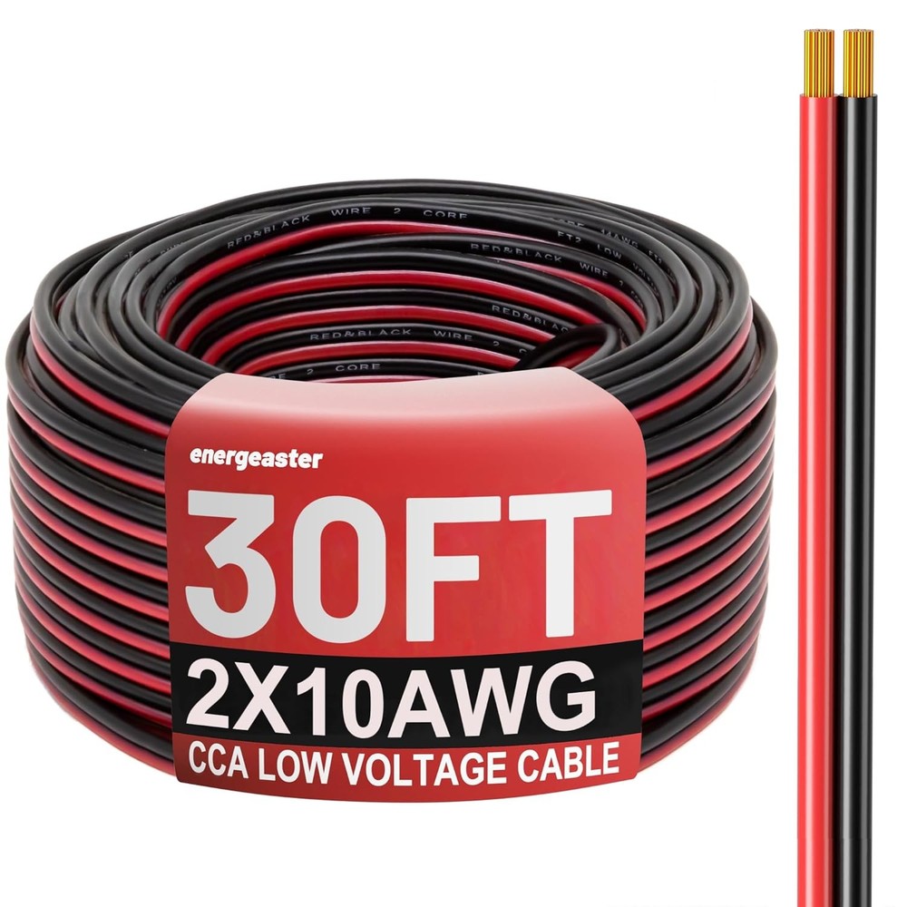10 Gauge Wire 10AWG Automotive Electrical Cord 30FT 2 Conductor Red Black