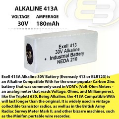 Exell 413A Alkaline 30V Battery NEDA 210 Compatible With 20F20, BLR123 ER413