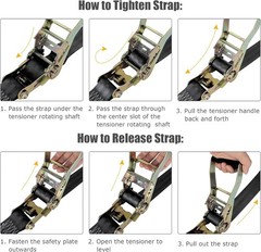 2 Pack 2 Inch Ratchet Straps Heavy Duty 2 inches wide, 20 feet long, Black