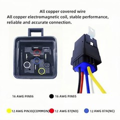 40/30 amps 12VDC 5-pin Waterproof Relay with 5-pin Wire Harness Heavy-Duty