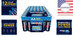 60-Pack AA Alkaline Batteries – High Energy & Leak Resistant for Household Use
