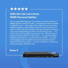 OREI 4K 1X4 HDMI Splitter, 1 Port to 4 Display, Powered