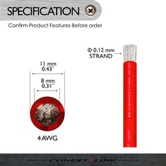 Conext Link 10 FT 4 AWG GA Full Gauge Battery Power Cable Ground Wire Frost R…