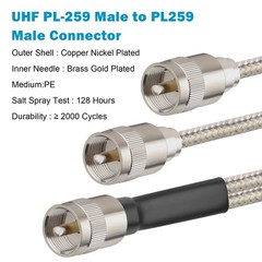 Dual CB Antenna Coax Cable 18FT Low Loss RG8X Stranded CoPhase 3 PL259