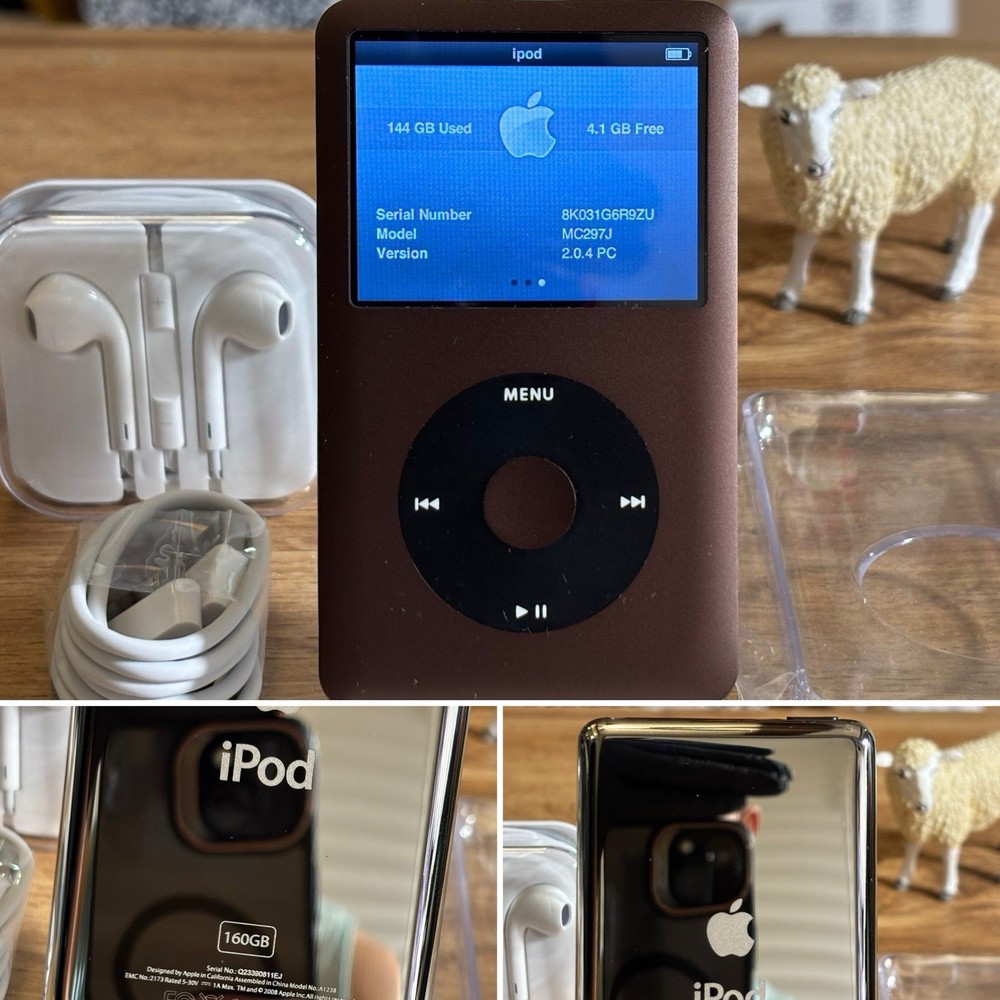 Apple IPod Classic 7th Gen 160Gb NEW EXTERIOR+BATTERY! MC297J / MINT. Espresso