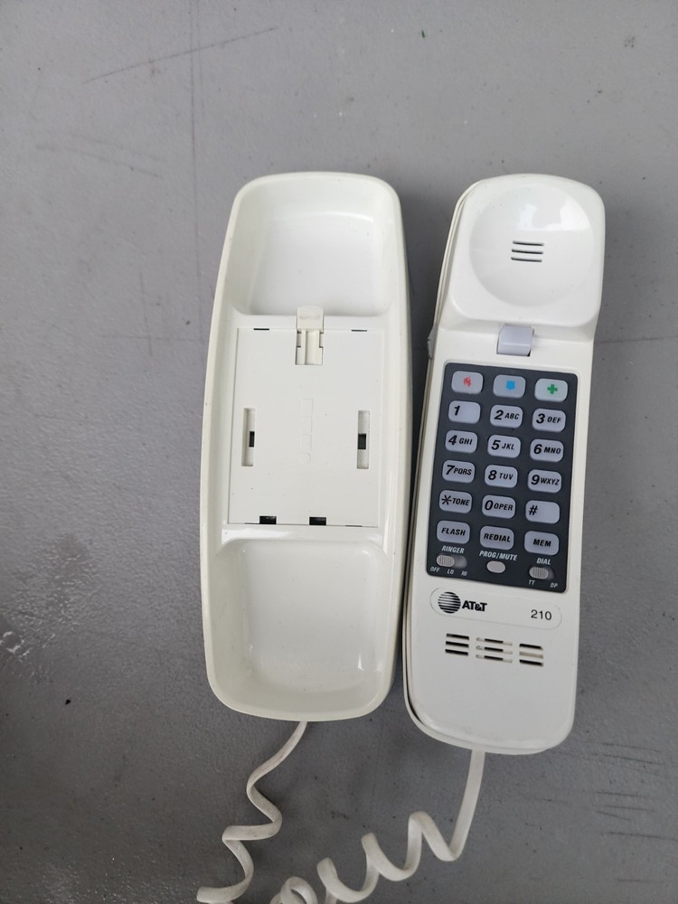 AT&T 210 Basic Trimline Corded Phone, No AC Power Required, Wall-Mountable