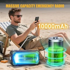 Emergency Solar Hand Crank Weather Radio 10000mAh Power Bank Charger Flash Light