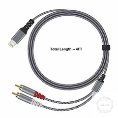 [MFi Certified] Compatible with Lightning to RCA Cable Audio Adapter, 4FT iOS to