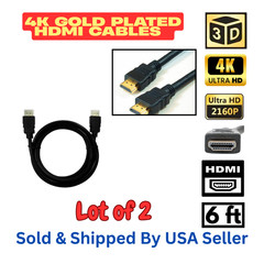 NEW Hi-Def Dobly High-Speed 3D 4K HDMI Cables Black Cord 6 ft bulk wholesale Lot