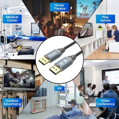 2 PCS 4 Ft VESA 8K DisplayPort 1.4 Cable 32.4Gbps HBR3 HDR Braided Cord